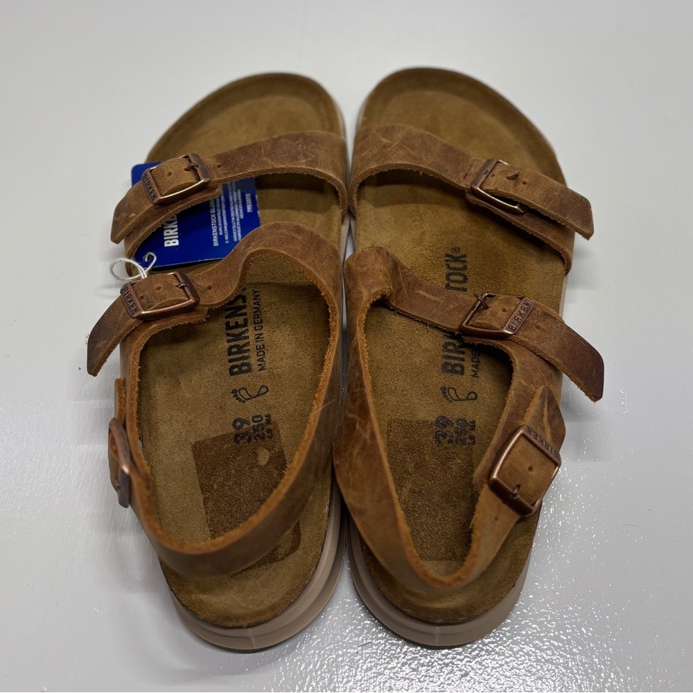 Birkenstock Milano Oiled Leather Sandals Brown EU 39 US Women’s 8–8.5 Backstrap - Picture 9 of 12